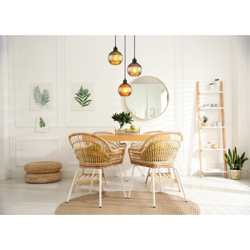 Globo - Κρεμαστό φωτιστικό οροφής 3xE27/25W/230V διάμετρος 36 cm χαλκός/πράσινο/μπλε