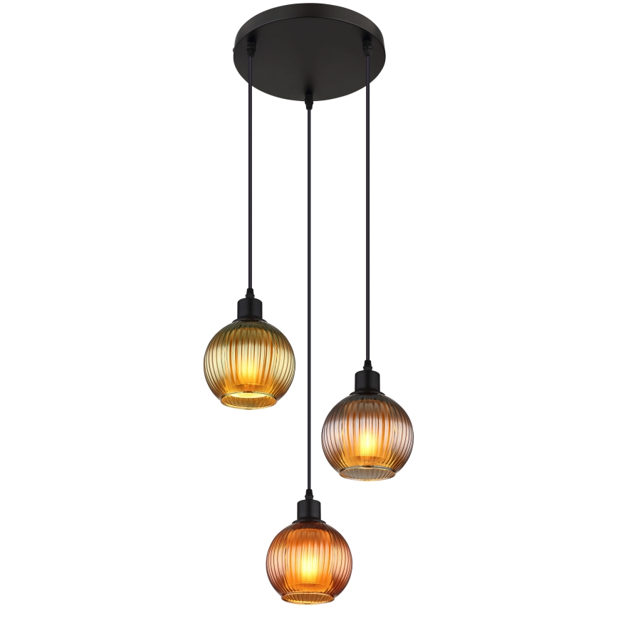 Globo - Κρεμαστό φωτιστικό οροφής 3xE27/25W/230V διάμετρος 36 cm χαλκός/πράσινο/μπλε