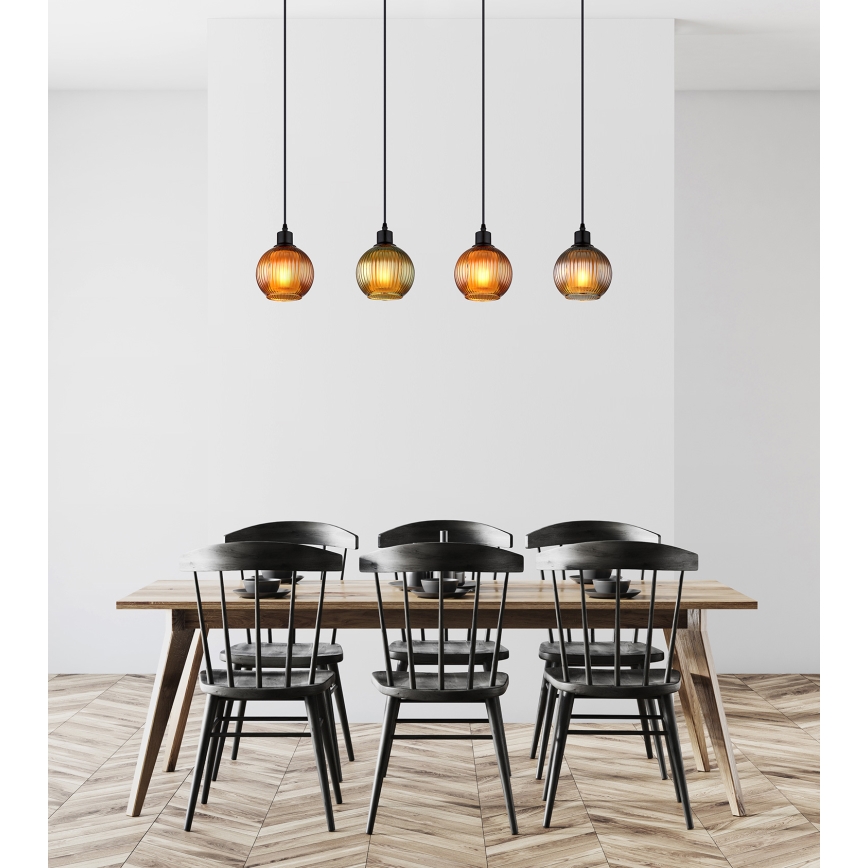 Globo - Κρεμαστό φωτιστικό οροφής 4xE27/25W/230V χαλκός/πράσινο/μπλε