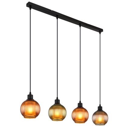 Globo - Κρεμαστό φωτιστικό οροφής 4xE27/25W/230V χαλκός/πράσινο/μπλε