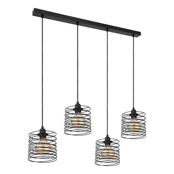 Globo 15640-4H - Κρεμαστό φωτιστικό με καλώδιο TILLY 4xE27/60W/230V, μαύρο