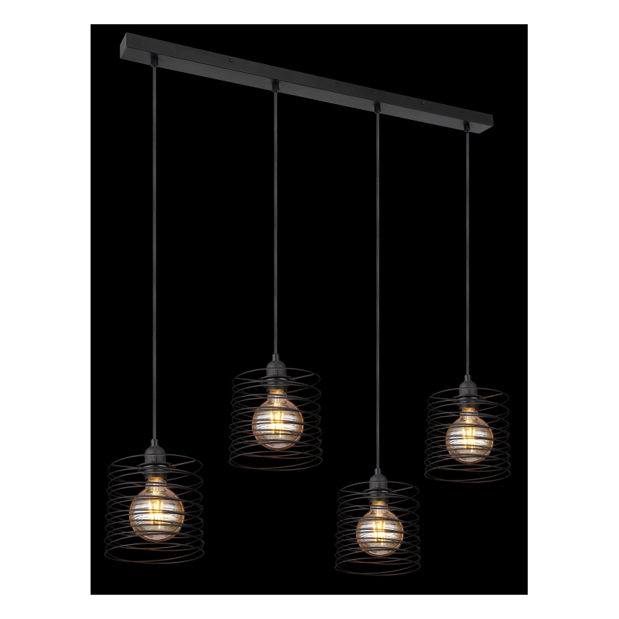 Globo 15640-4H - Κρεμαστό φωτιστικό με καλώδιο TILLY 4xE27/60W/230V, μαύρο