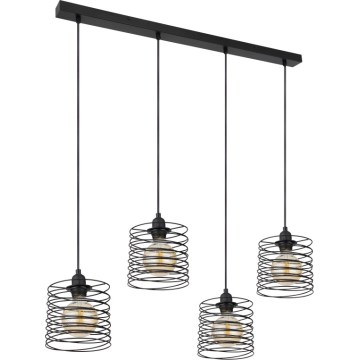 Globo 15640-4H - Κρεμαστό φωτιστικό με καλώδιο TILLY 4xE27/60W/230V, μαύρο