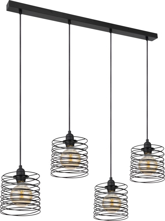 Globo 15640-4H - Κρεμαστό φωτιστικό με καλώδιο TILLY 4xE27/60W/230V, μαύρο