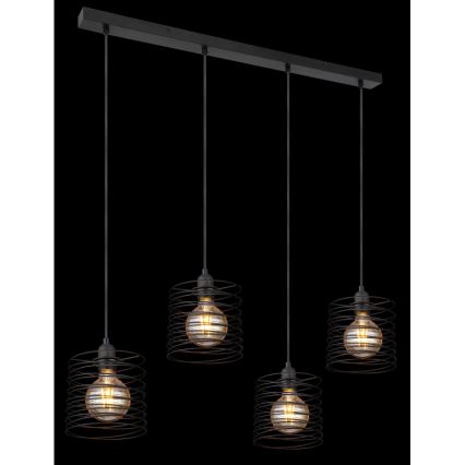 Globo 15640-4H - Κρεμαστό φωτιστικό με καλώδιο TILLY 4xE27/60W/230V, μαύρο