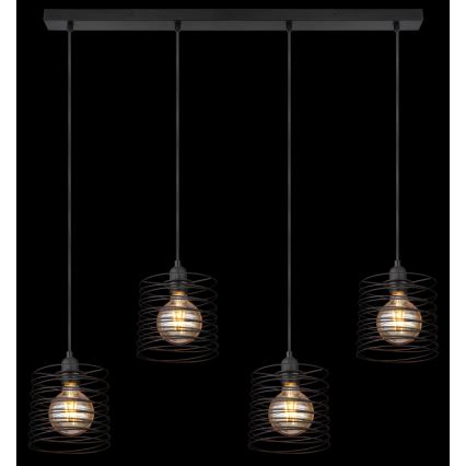 Globo 15640-4H - Κρεμαστό φωτιστικό με καλώδιο TILLY 4xE27/60W/230V, μαύρο