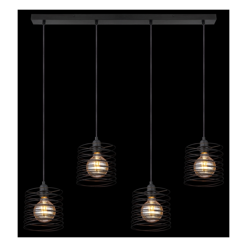 Globo 15640-4H - Κρεμαστό φωτιστικό με καλώδιο TILLY 4xE27/60W/230V, μαύρο