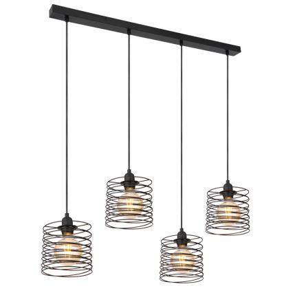 Globo 15640-4H - Κρεμαστό φωτιστικό με καλώδιο TILLY 4xE27/60W/230V, μαύρο