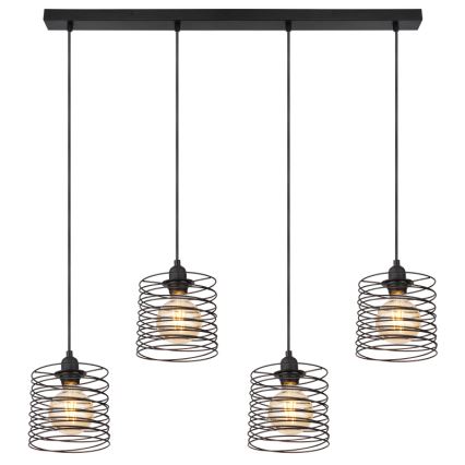 Globo 15640-4H - Κρεμαστό φωτιστικό με καλώδιο TILLY 4xE27/60W/230V, μαύρο
