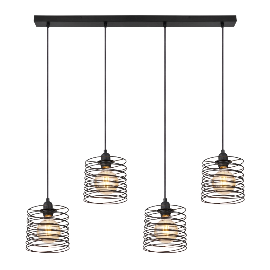 Globo 15640-4H - Κρεμαστό φωτιστικό με καλώδιο TILLY 4xE27/60W/230V, μαύρο