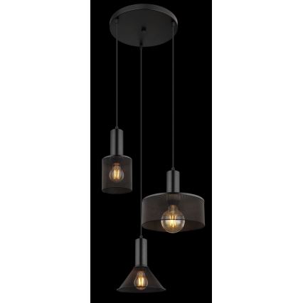 Globo - Κρεμαστό φωτιστικό οροφής τρίφωτο 3xE27/60W/230V μαύρο