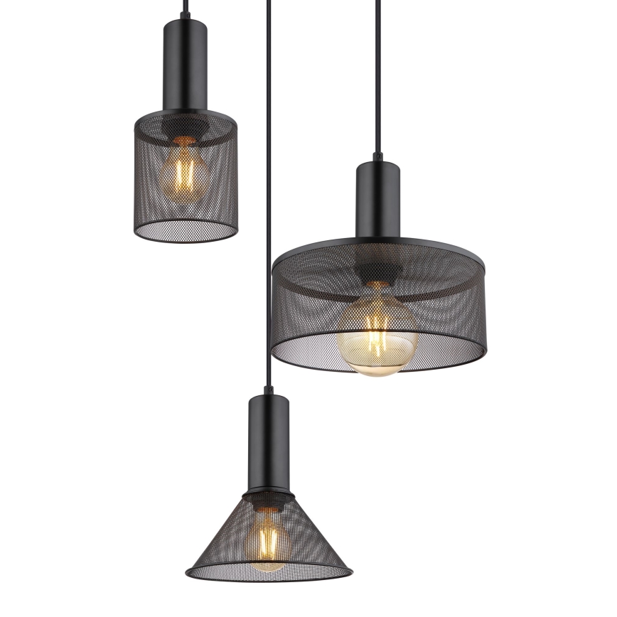 Globo - Κρεμαστό φωτιστικό οροφής τρίφωτο 3xE27/60W/230V μαύρο