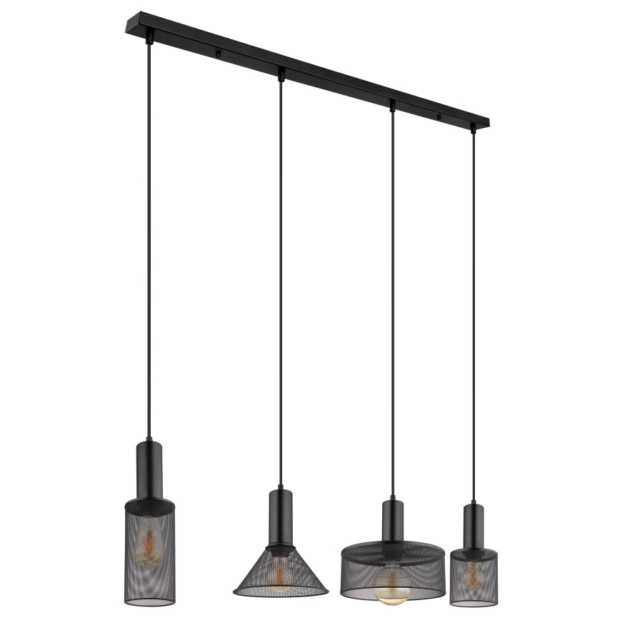 Globo - Κρεμαστό φωτιστικό οροφής ράγα 4xE27/60W/230V μαύρο