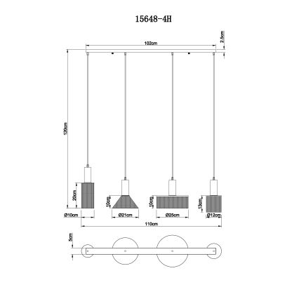 Globo - Κρεμαστό φωτιστικό οροφής ράγα 4xE27/60W/230V μαύρο