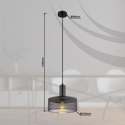 Globo -Κρεμαστό φωτιστικό οροφής 1xE27/60W/230V μαύρο