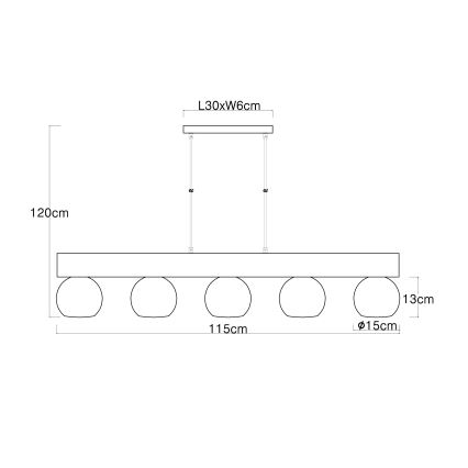 Globo -  Κρεμαστό φωτιστικό οροφής ράγα 5xE27/40W/230V