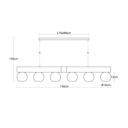 Globo - Κρεμαστό φωτιστικό με καλώδιο 6xE27/40W/230V