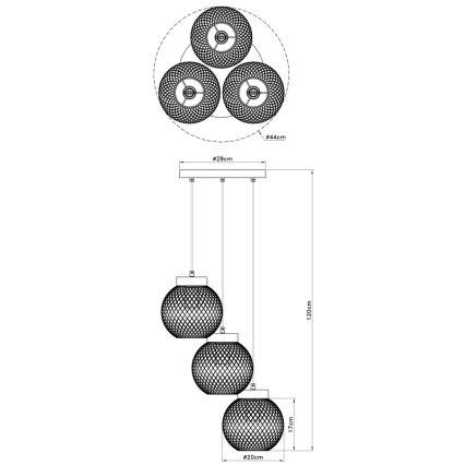 Globo - Πολύφωτο με συρματόσχοινο 3xE27/60W/230V