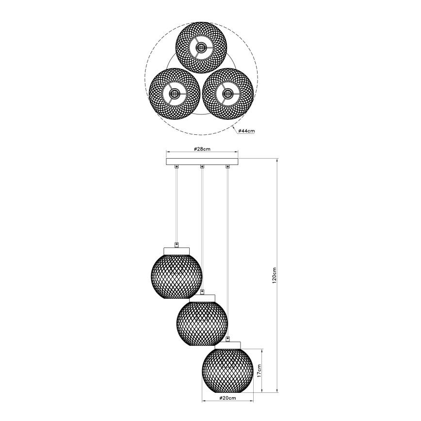 Globo - Πολύφωτο με συρματόσχοινο 3xE27/60W/230V