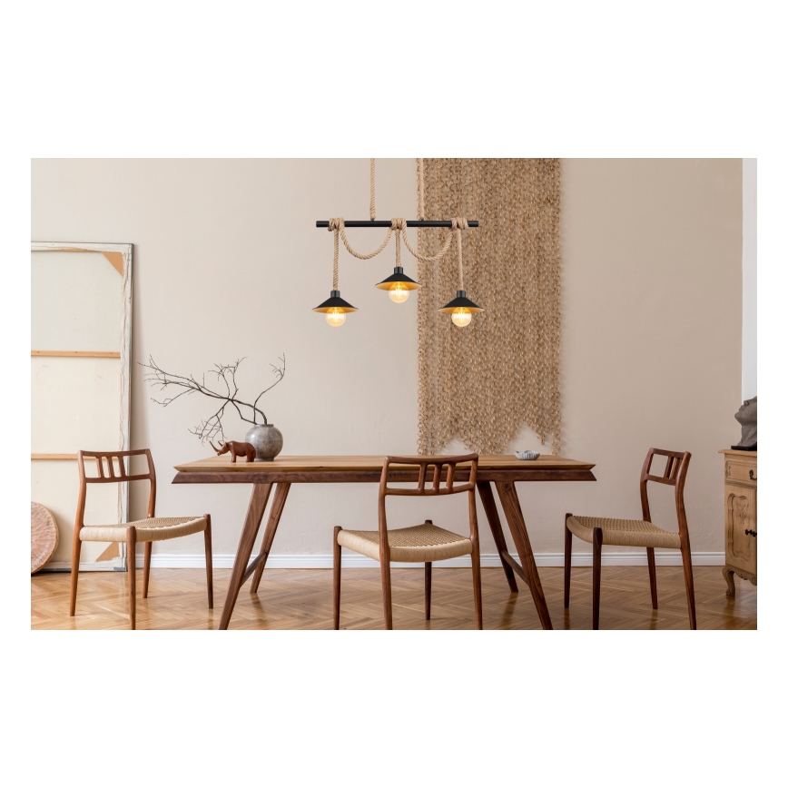 Globo 15690-3H - Κρεμαστό φωτιστικό DIANA με καλώδιο 3xE27/60W/230V μαύρο