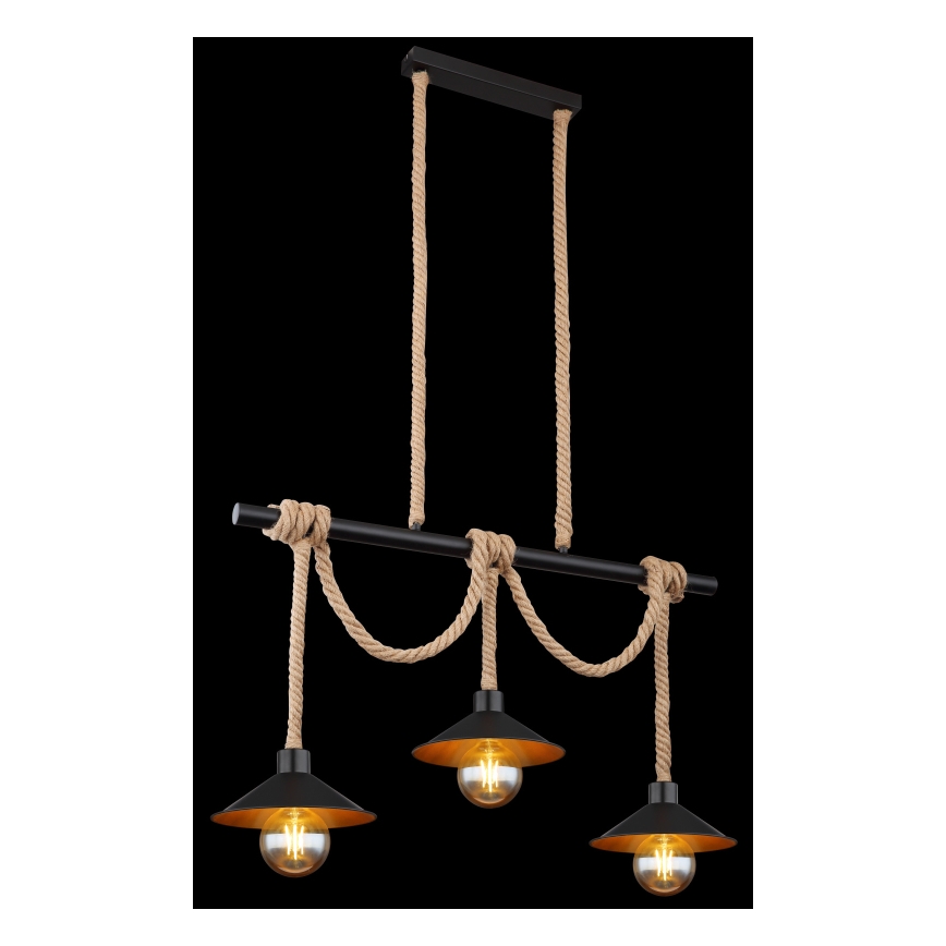 Globo 15690-3H - Κρεμαστό φωτιστικό DIANA με καλώδιο 3xE27/60W/230V μαύρο