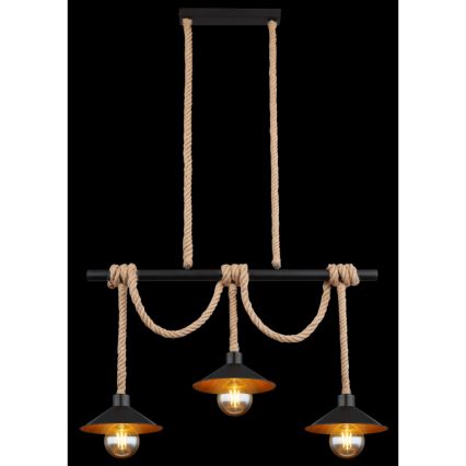 Globo 15690-3H - Κρεμαστό φωτιστικό DIANA με καλώδιο 3xE27/60W/230V μαύρο