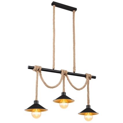 Globo 15690-3H - Κρεμαστό φωτιστικό DIANA με καλώδιο 3xE27/60W/230V μαύρο