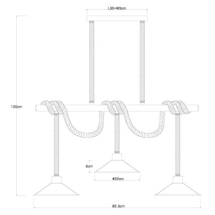 Globo 15690-3H - Κρεμαστό φωτιστικό DIANA με καλώδιο 3xE27/60W/230V μαύρο