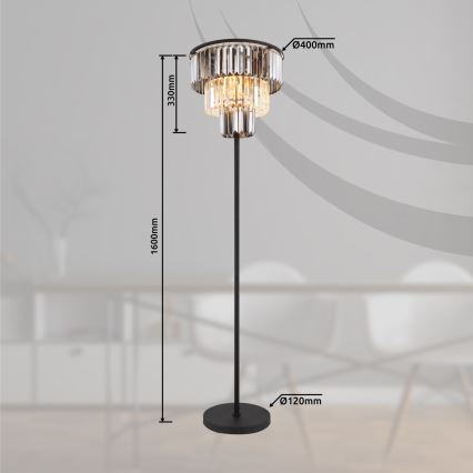 Globo - Επιδαπέδιο φωτιστικό 3xE27/40W/230V διάμετρος 40 cm μαύρο