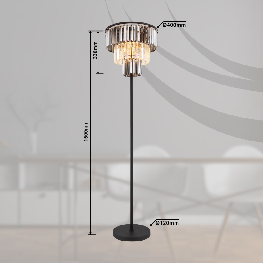 Globo - Επιδαπέδιο φωτιστικό 3xE27/40W/230V διάμετρος 40 cm μαύρο