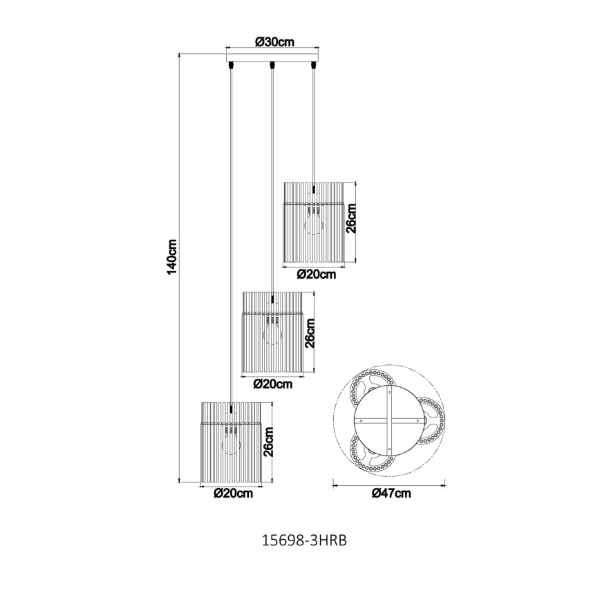 Globo - Κρεμαστό φωτιστικό με καλώδιο 3xE27/60W/230V
