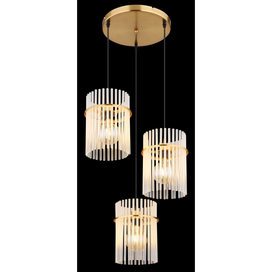Globo - Κρεμαστό φωτιστικό οροφής 3xE27/60W/230V διάμετρος 47 cm χρυσό