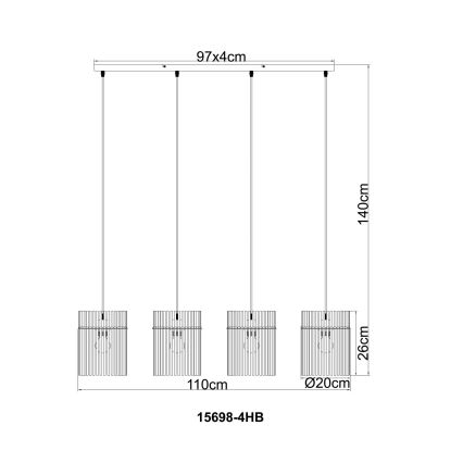 Globo - Κρεμαστό φωτιστικό με καλώδιο ανάρτησης 4xE27/60W/230V