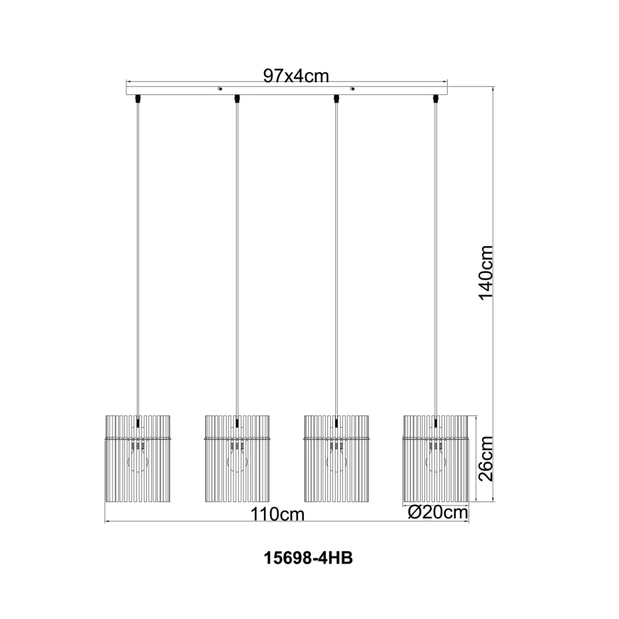 Globo - Κρεμαστό φωτιστικό με καλώδιο ανάρτησης 4xE27/60W/230V