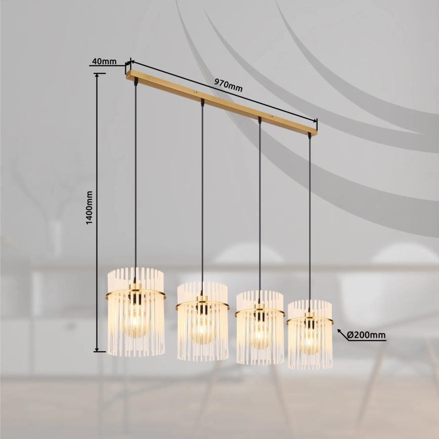 Globo - Κρεμαστό φωτιστικό οροφής 4xE27/60W/230V χρυσό