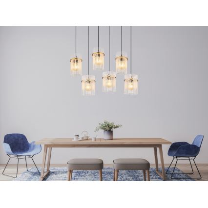 Globo - Κρεμαστό φωτιστικό με καλώδιο 6xE27/60W/230V, χρυσό