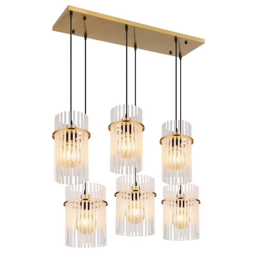 Globo - Κρεμαστό φωτιστικό με καλώδιο 6xE27/60W/230V, χρυσό