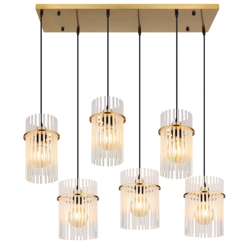 Globo - Κρεμαστό φωτιστικό με καλώδιο 6xE27/60W/230V, χρυσό