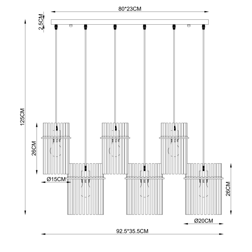 Globo - Κρεμαστό φωτιστικό με καλώδιο 6xE27/60W/230V, χρυσό