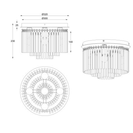 Globo - Πλαφονιέρα οροφής 5xE14/40W/230V διάμετρος 32 cm μαύρο