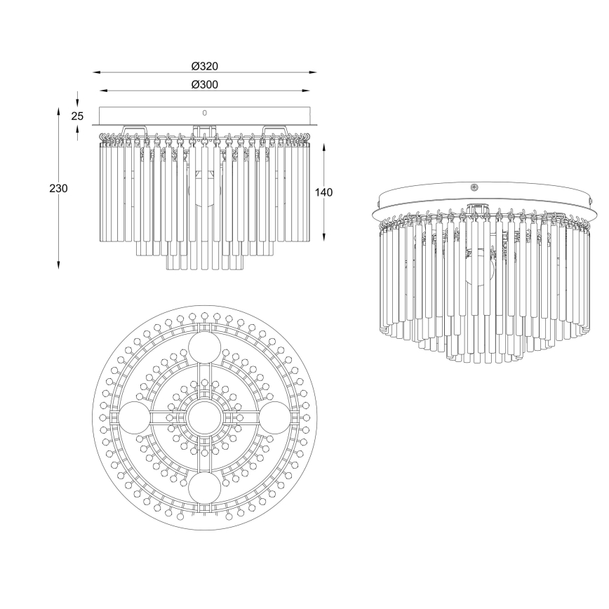 Globo - Πλαφονιέρα οροφής 5xE14/40W/230V διάμετρος 32 cm μαύρο