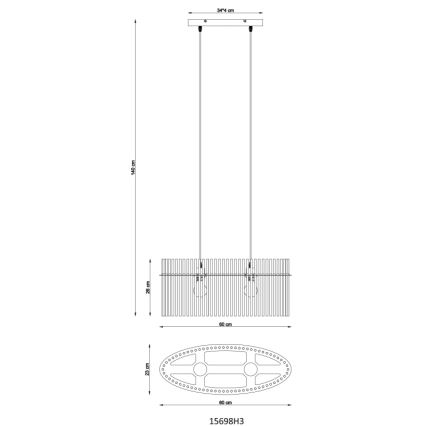 Globo - Κρεμαστό φωτιστικό οροφής 2xE27/60W/230V μαύρο
