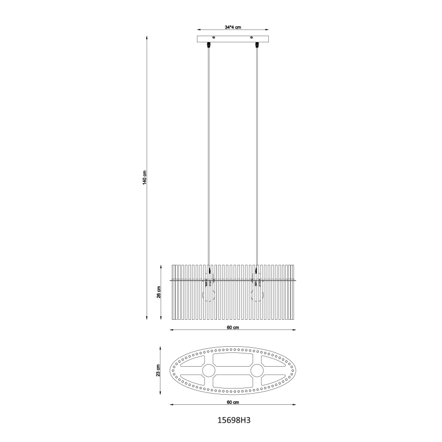 Globo - Κρεμαστό φωτιστικό οροφής 2xE27/60W/230V μαύρο