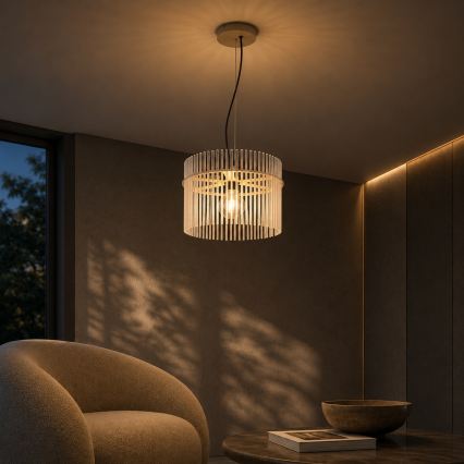 Globo - Κρεμαστό φωτιστικό με καλώδιο 1xE27/60W/230V, Ø 40 cm, σε κρεμ απόχρωση