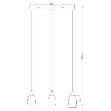 Globo - Κρεμαστό φωτιστικό οροφής ράγα 3xE27/15W/230V