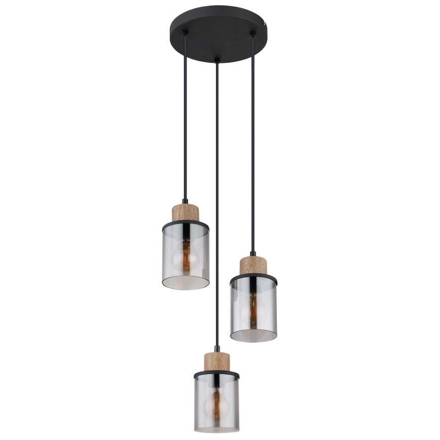 Globo - Κρεμαστό φωτιστικό οροφής 3xE27/15W/230V διάμετρος 27 cm δρυς
