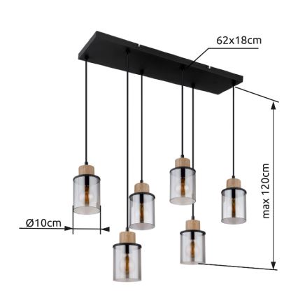 Globo - Κρεμαστό φωτιστικό οροφής 6xE27/15W/230V