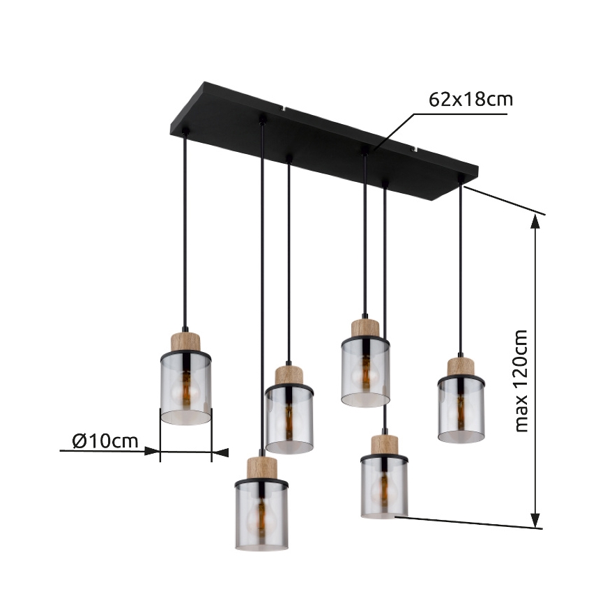 Globo - Κρεμαστό φωτιστικό οροφής 6xE27/15W/230V