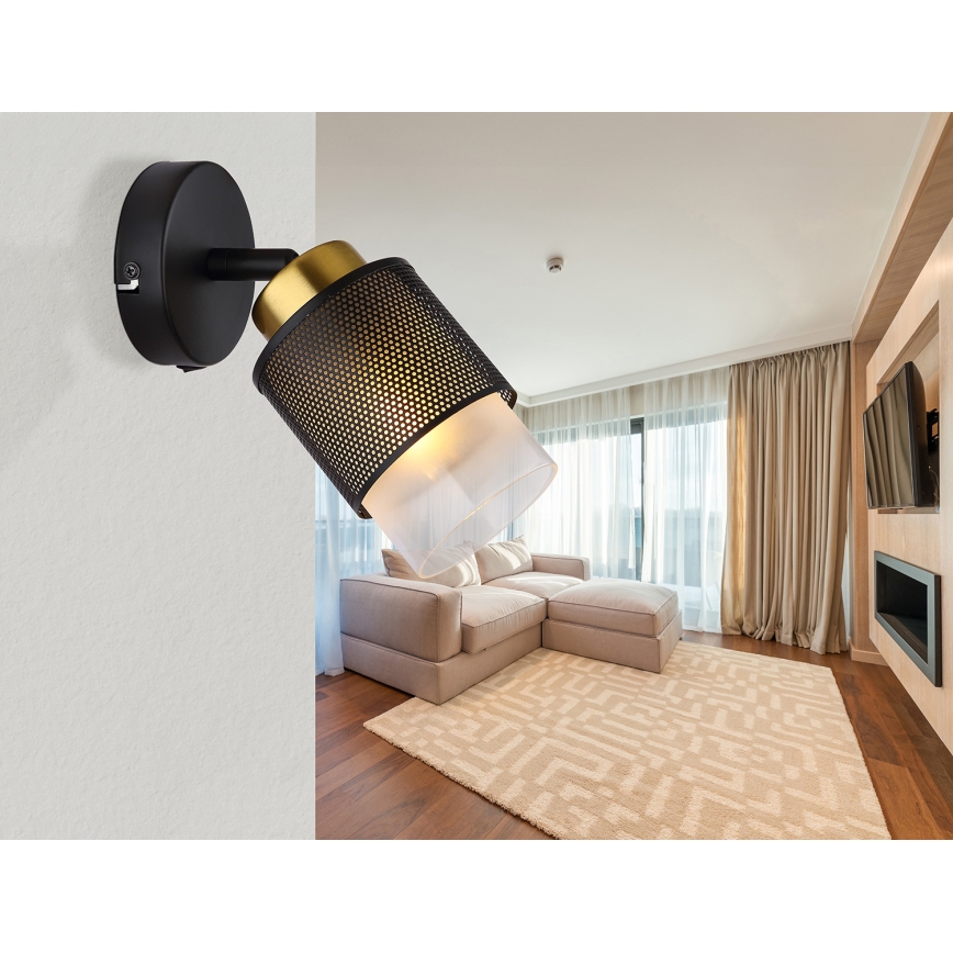 Globo - Σποτ τοίχου 1xE27/40W/230V μαύρο/χρυσό