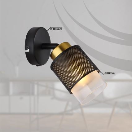 Globo - Σποτ τοίχου 1xE27/40W/230V μαύρο/χρυσό